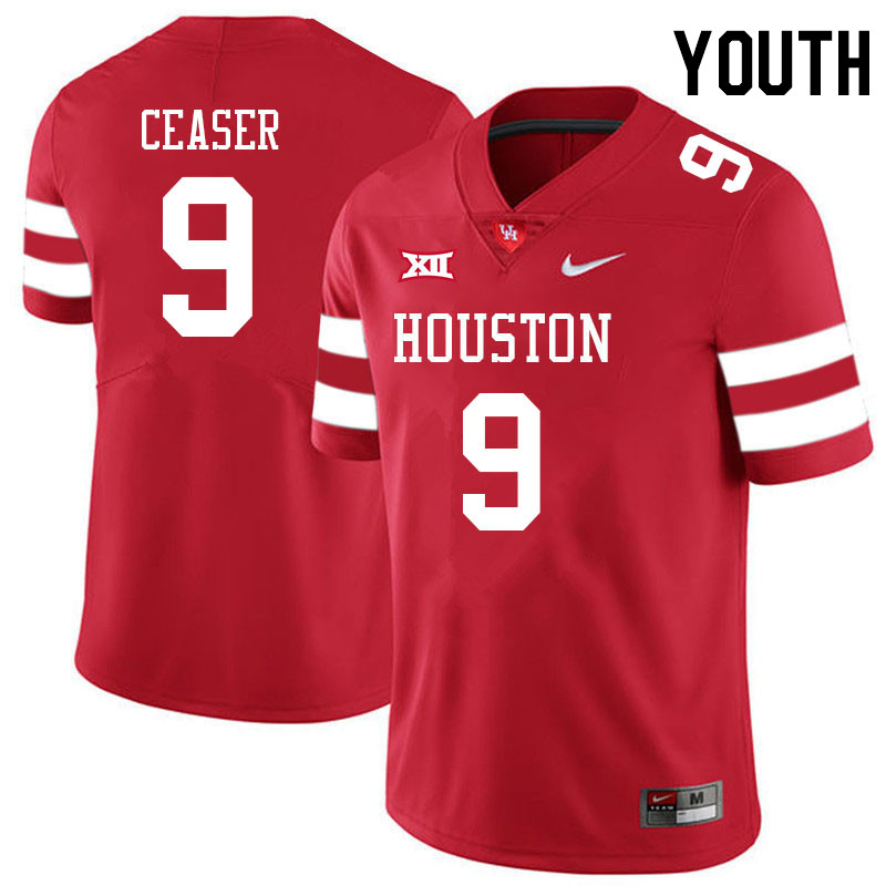 Youth #9 Nelson Ceaser Houston Cougars College Big 12 Conference Football Jerseys Sale-Red - Click Image to Close